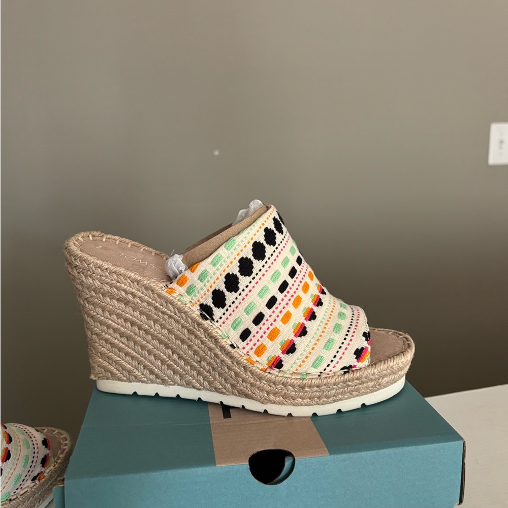 Tom’s Monica Mule Multi Colored Wedge Sandals